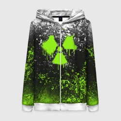 Женская толстовка 3D на молнии Зелёная радиация