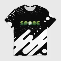 Мужская футболка 3D Spore черно белая геометрия