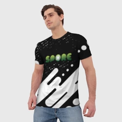 Мужская футболка 3D Spore черно белая геометрия - фото 2