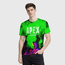 Мужская футболка 3D Apex Legends neon flame - фото 2