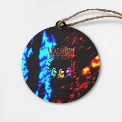 Деревянная игрушка круг Valheim x among us огненные краски