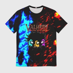 Мужская футболка 3D Valheim x among us огненные краски