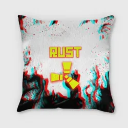 Подушка 3D Rust неоновый огонь глитч
