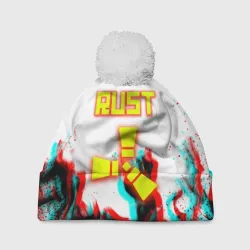 Шапка 3D c помпоном Rust неоновый огонь глитч