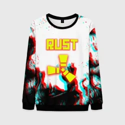 Мужской свитшот 3D Rust неоновый огонь глитч