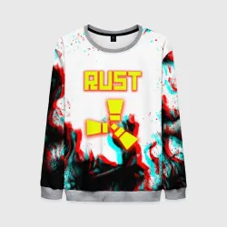 Мужской свитшот 3D Rust неоновый огонь глитч