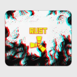 Прямоугольный коврик для мышки Rust неоновый огонь глитч