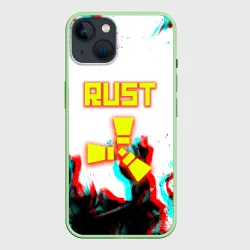Чехол для iPhone 14 Rust неоновый огонь глитч