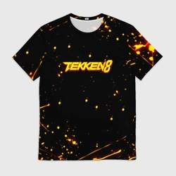 Мужская футболка 3D Tekken 8 брызги огненных красок