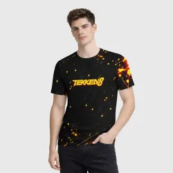 Мужская футболка 3D Tekken 8 брызги огненных красок - фото 2