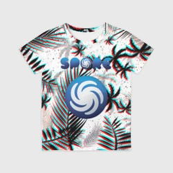 Детская футболка 3D Spore глитч тропики