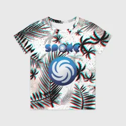 Детская футболка 3D Spore глитч тропики