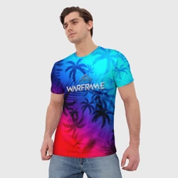 Мужская футболка 3D Warframe неоновые тропики - фото 2