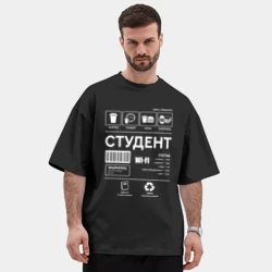 Мужская футболка Oversize хлопок premium Характеристика студента - фото 2