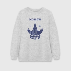Женский свитшот oversize без начеса хлопок Московский универ - МГУ