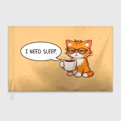 Флаг 3D I need sleep - the red-haired cat