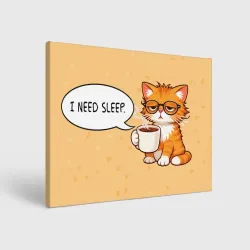Холст прямоугольный I need sleep - the red-haired cat