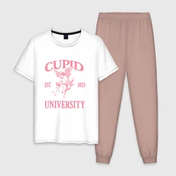 Мужская пижама с белой футболкой хлопок Cupid University