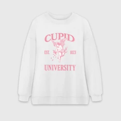 Женский свитшот oversize без начеса хлопок Cupid University