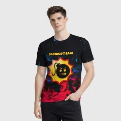 Мужская футболка 3D Serious Sam neon flame - фото 2