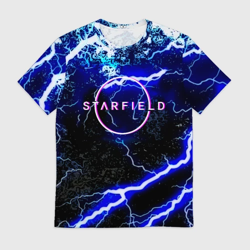 Мужская футболка 3D с принтом Starfield storm, вид спереди #2