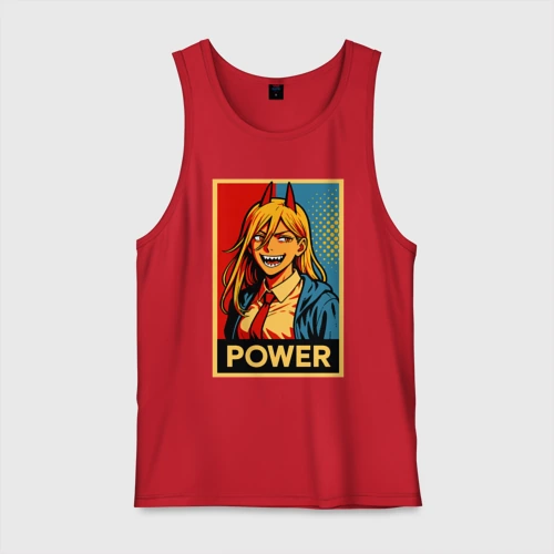 Мужская майка хлопок Power - Chainsaw man anime pop art