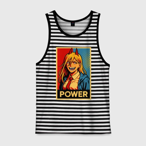 Мужская майка хлопок Power - Chainsaw man anime pop art