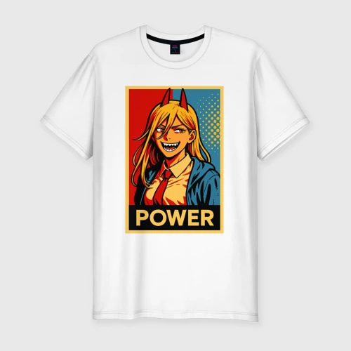 Мужская футболка хлопок Slim Power - Chainsaw man anime pop art
