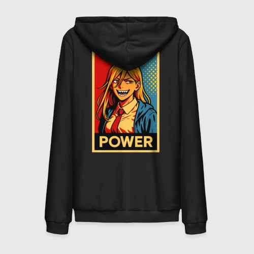 Мужская толстовка на молнии хлопок Power - Chainsaw man anime pop art