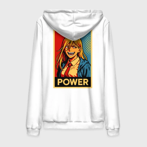 Мужская толстовка на молнии хлопок Power - Chainsaw man anime pop art