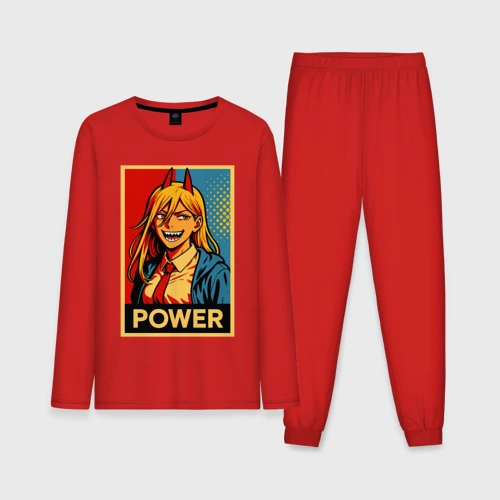 Мужская пижама с лонгсливом хлопок Power - Chainsaw man anime pop art