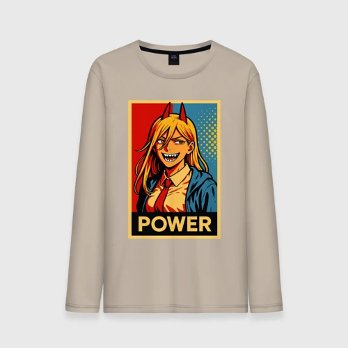 Мужской лонгслив хлопок Power - Chainsaw man anime pop art