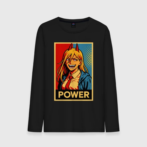 Мужской лонгслив хлопок Power - Chainsaw man anime pop art