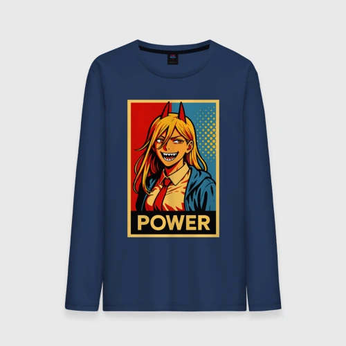 Мужской лонгслив хлопок Power - Chainsaw man anime pop art