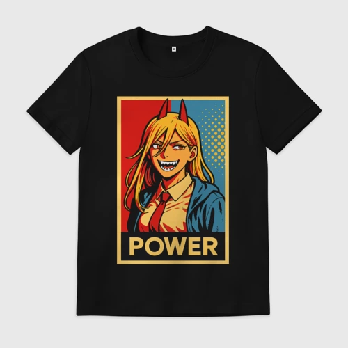 Мужская футболка хлопок Power - Chainsaw man anime pop art