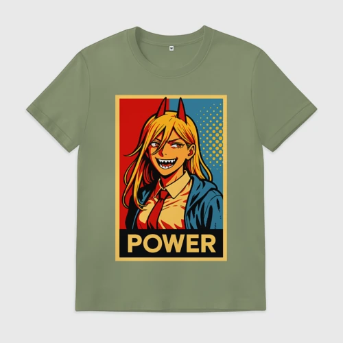 Мужская футболка хлопок Power - Chainsaw man anime pop art