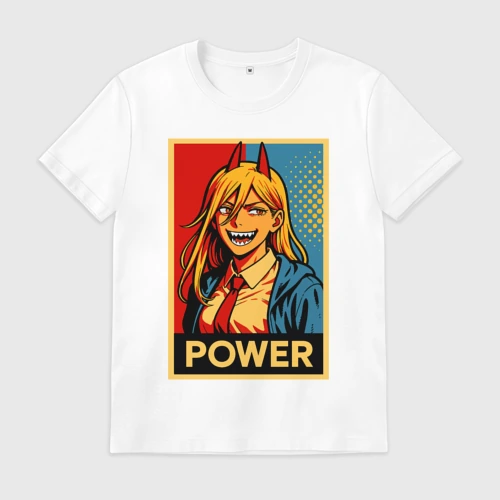 Мужская футболка хлопок Power - Chainsaw man anime pop art