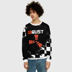 Мужской свитшот 3D Rust белые краски текстура - фото 2