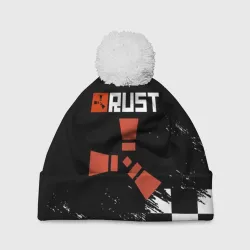 Шапка 3D c помпоном Rust белые краски текстура
