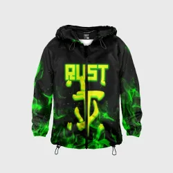 Детская ветровка 3D RUST кислотный огонь