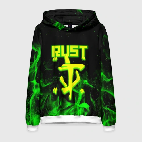 Мужская толстовка 3D RUST кислотный огонь