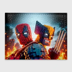 Обложка для студенческого билета Deadpool and Wolverine - Minecraft collab