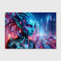 Холст прямоугольный Neytiri's granddaughter - cyberpunk Avatar 7 - фото 2