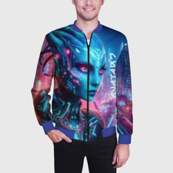 Мужской бомбер 3D Neytiri's granddaughter - cyberpunk Avatar 7 - фото 2