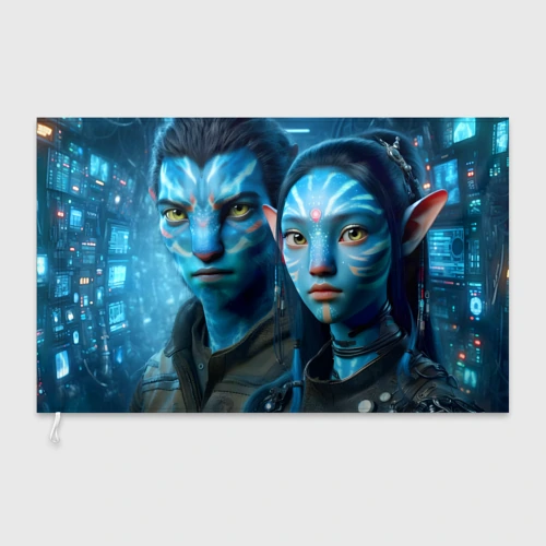 Флаг 3D Внучка Нейтири и её бойфренд - Аватар 7 киберпанк
