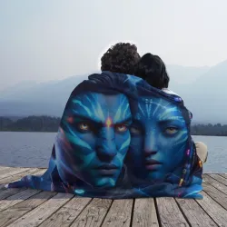 Плед 3D Neytiri's granddaughter with boyfriend - cyberpunk Avatar 7 - фото 2
