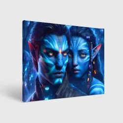 Холст прямоугольный Neytiri's granddaughter with boyfriend - cyberpunk Avatar 7