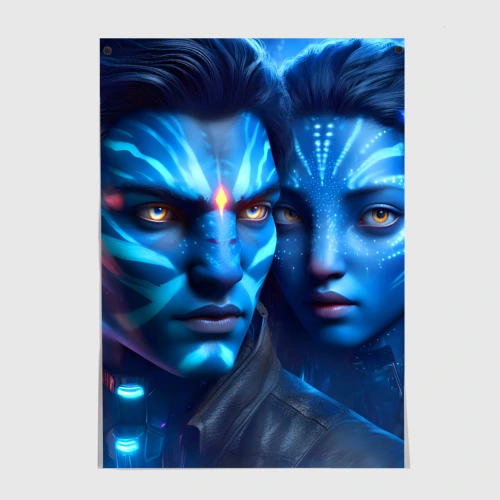 Постер Neytiri's granddaughter with boyfriend - cyberpunk Avatar 7