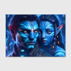 Холст прямоугольный Neytiri's granddaughter with boyfriend - cyberpunk Avatar 7 - фото 2