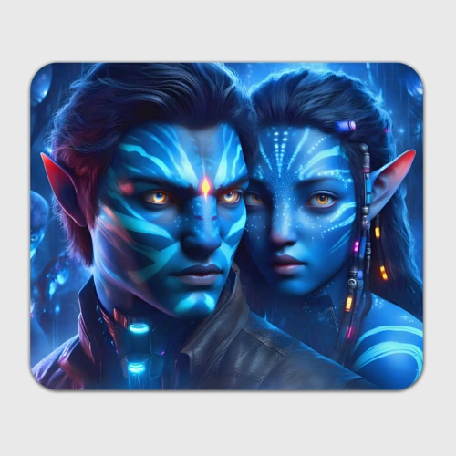 Прямоугольный коврик для мышки Neytiri's granddaughter with boyfriend - cyberpunk Avatar 7